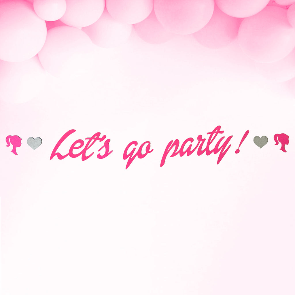 Let's Go Party Pink Barbie Style Birthday Party Banner