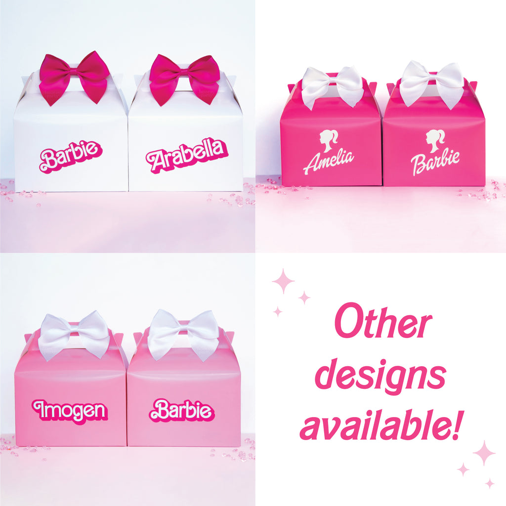 Personalised kids Barbie party favour boxes comes in other designs and colours