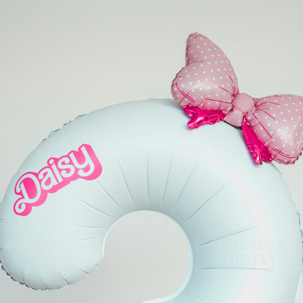 Personalised number balloon in a Barbie inspired font