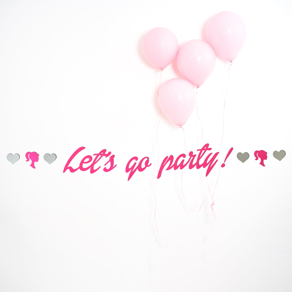 Let's Go Party Pink Barbie Style Birthday Party Banner