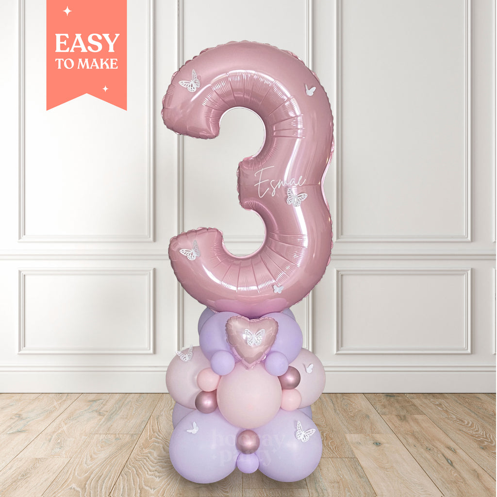 Butterfly birthday balloon tower for kids