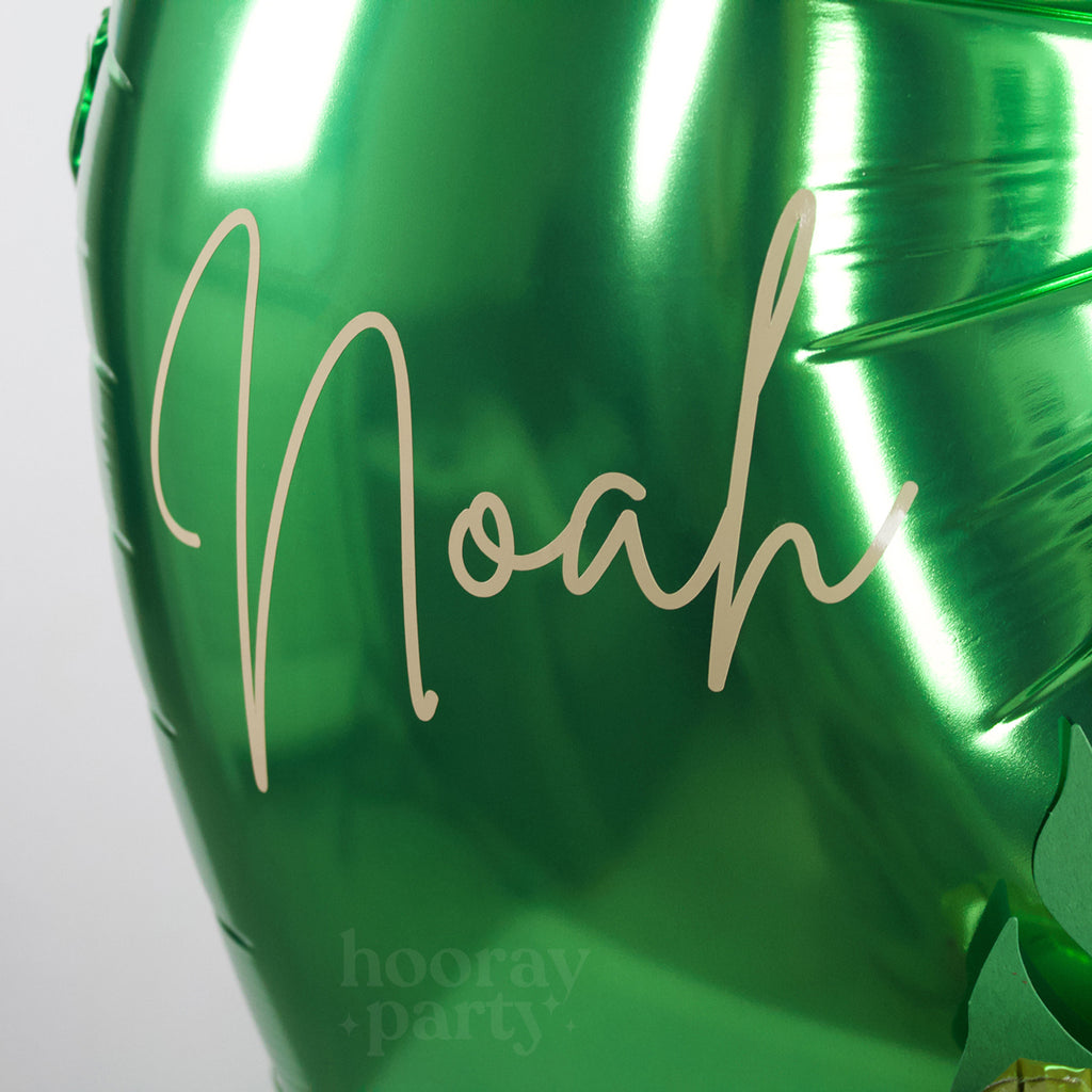 Personalised kids birthday age number balloon in green